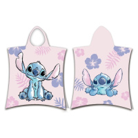 Svetloružové bavlnené detské pončo Lilo and Stitch – Jerry Fabrics