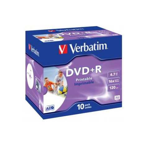 Verbatim DVD+R, Wide Inkjet Printable ID Brand, 43508, 4.7GB, 16x, jewel box, 10-pack, 12cm, pro