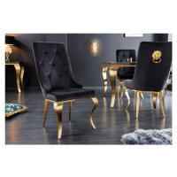 Estila Moderná jedálenská stolička v barokovom štýle Gold Barock zlatá / čierna s klopadlom v tv