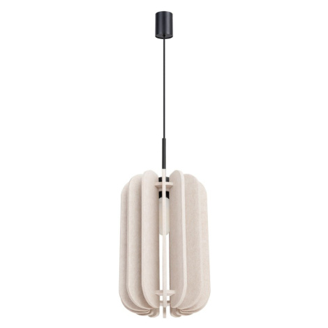 Béžové kovové závesné svietidlo s textilným tienidlom ø 27 cm Elom – Sollux SOLLUX LIGHTING