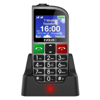 EVOLVEO EasyPhone FM, mobilný telefón pre seniorov s nabíjacím stojanom (strieborná farba)