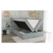 Svetlosivá čalúnená dvojlôžková posteľ s úložným priestorom s roštom 200x200 cm Rico – Ropez