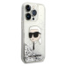 Karl Lagerfeld Liquid Glitter Karl Head Zadný Kryt pre iPhone 15 Pro Max Silver