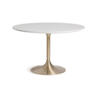 Estila Luxusný okrúhly jedálenský stôl Brilon s vrchnou doskou s dizajnom bieleho mramoru a noho
