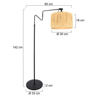 Stojacia lampa Linstrom, kov, tráva, čierna, béžová