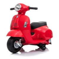 Elektrická motorka Vespa GTS, červená, s pomocnými kolesami, Licencované, 6V Batéria, 30W