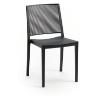 Antracitová plastová záhradná stolička Grid – Rojaplast