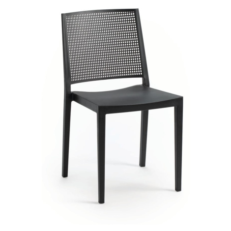 Antracitovosivá plastová záhradná stolička Grid – Rojaplast