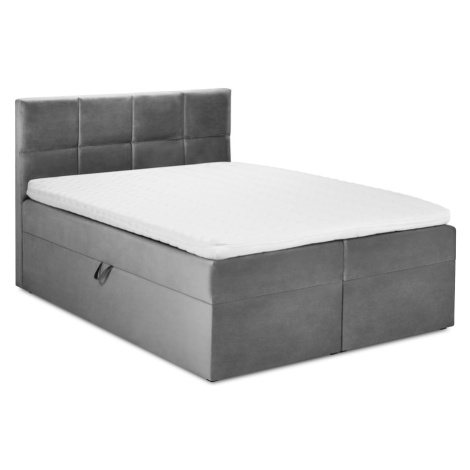 Sivá zamatová dvojlôžková posteľ Mazzini Beds Mimicry, 200 x 200 cm Mazzini Sofas