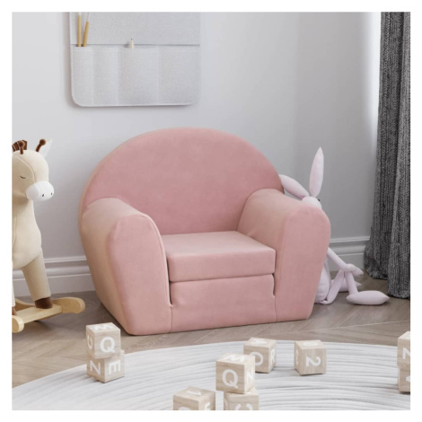 vidaXL Detská rozkladacia pohovka ružová mäkký plyš