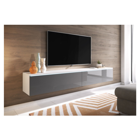 Expedo TV stolík MENDES D 180, 180x30x32, biela/siva lesk