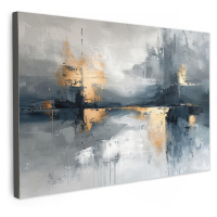 MuchoWow OBRAZ NA PLÁTNE Umenie - sivé - zlaté - abstraktné 120x80 cm