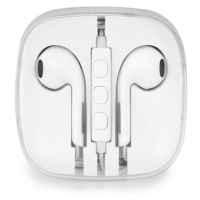 Káblové stereo slúchadlá, pre zariadenia Apple, 3,5 mm, s tlačidlom nahrávania, balené, biele