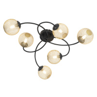 Moderné stropné svietidlo čierne so zlatými 6-svetlami - Athens Wire
