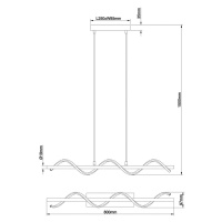 Závesné svietidlo Eunice LED, dĺžka 80 cm, čierna farba, kov