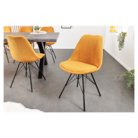 Estila Moderná dizajnová stolička Scandinavia s menčestrovým čalúnením horčicová žltá