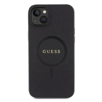 Plastové puzdro Guess na Apple iPhone 15 Plus GUHMP15MPSAHMCK Saffiano MagSafe čierne
