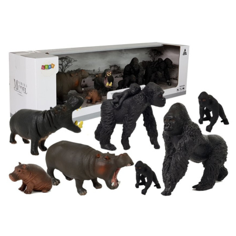 mamido Zvieratká safari sada 7 kusov gorily a hrochy