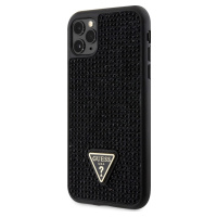 Guess Rhinestones Triangle Metal Logo Kryt pre iPhone 11 Pro, Čierny