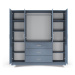 Modrá šatníková skriňa so zrkadlom 196x200 cm Burren - Cosmopolitan Design