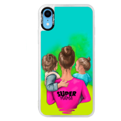 Neónové puzdro Blue iSaprio - Super Mama - Boy and Girl - iPhone XR