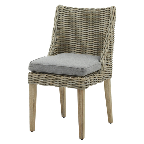 Estila Luxusná ratanová jedálenská stolička Ratis béžovej farby a s drevenými nožičkami hnedej f