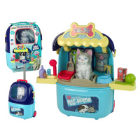 mamido Cat Beauty Salon Set Pet v kufri batoh modrý