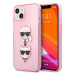 Kryt Karl Lagerfeld KLHCP13SKCTUGLP iPhone 13 mini 5,4" pink hardcase Glitter Karl`s & Choupette