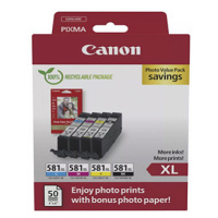 Canon CLI-581XL 2052C006 farebná (CMYK) sada originálne cartridge + fotopapier