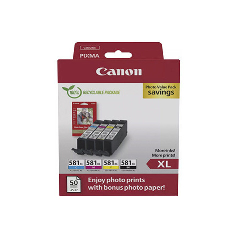 Canon CLI-581XL 2052C006 farebná (CMYK) sada originálne cartridge + fotopapier