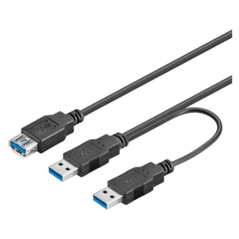 PremiumCord USB 3.0 napájací Y kábel A/M + A/M - A/F 0,3m