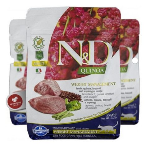 Farmina N&D cat QUINOA (GF) adult, weight managment, lamb granule pre mačky 0,3kg