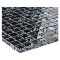Obklad mozaika Marmor Schwarz/Glasmix Schwarz 30,5x30,5x0,8