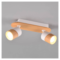Stropné bodové svetlá Aruni z dreva, 2-pl. biela