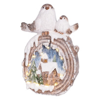 Dekorácia MagicHome Vianoce, Vtáčiky s domčekmi, LED, keramika, 3xAAA, 33,3x16,5x47 cm