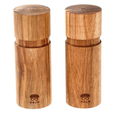 Drevená súprava mlynčekov na korenie a soľ 2 ks v prírodnej farbe – Holm