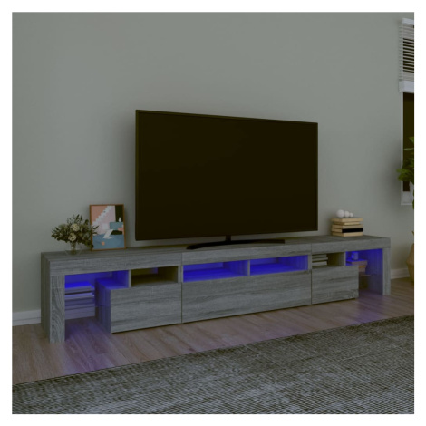 vidaXL TV skrinka s LED svetlami sivá sonoma 230x35x40 cm