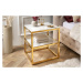 Estila Moderný nočný stolík Gold Marbleux z bezpečnostného skla s bielym mramorovým vzhľadom s k