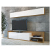 Biela/prírodná TV súprava v dekore exotického dreva 180x40 cm Kale - Kalune Design