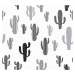 Záves dekoračný alebo textilný, OXY Kaktusy, sivo-čierny 150 cm