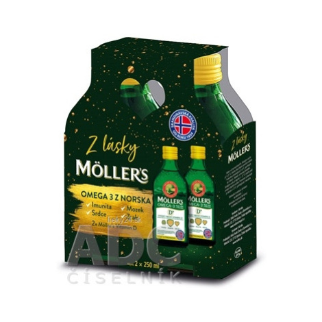 MOLLER´S Omega 3 RYBÍ OLEJ + vitamín D duo 2x250ml