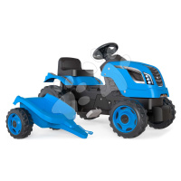 Traktor na šľapanie a príves Farmer XL Blue Tractor+Trailer Smoby modrý s polohovateľným sedadlo