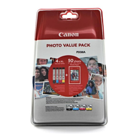 Canon CLI-571XL 0332C005 Bk+C+M+Y multipack originálna cartridge + fotopapier 50x (10x15)