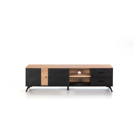 Čierny TV stolík v dekore duba 181x53 cm Texas - Marckeric
