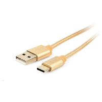 GEMBIRD CABLEXPERT kábel USB na USB-C (AM/CM), 1,8 m, opletený, zlatý, blister