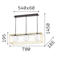 Závesné svietidlo Ideal Lux Lingotto, 3 svetlá, jedna klietka, čierna