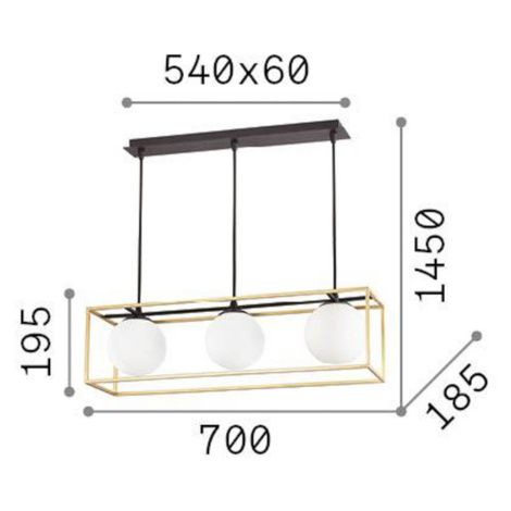 Závesné svietidlo Ideal Lux Lingotto, 3 svetlá, jedna klietka, čierna