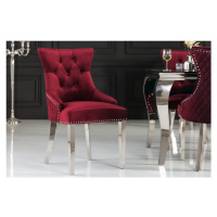 Estila Zámocká chesterfield stolička Eleanor v červenej farbe zo zamatu 97cm
