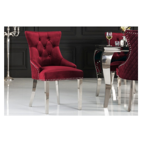 Estila Zámocká chesterfield stolička Eleanor v červenej farbe zo zamatu 97cm