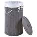 Juskys Bambusový kôš na prádlo Curly-Round šedý s vakom na bielizeň a rukoväťami, 55 l